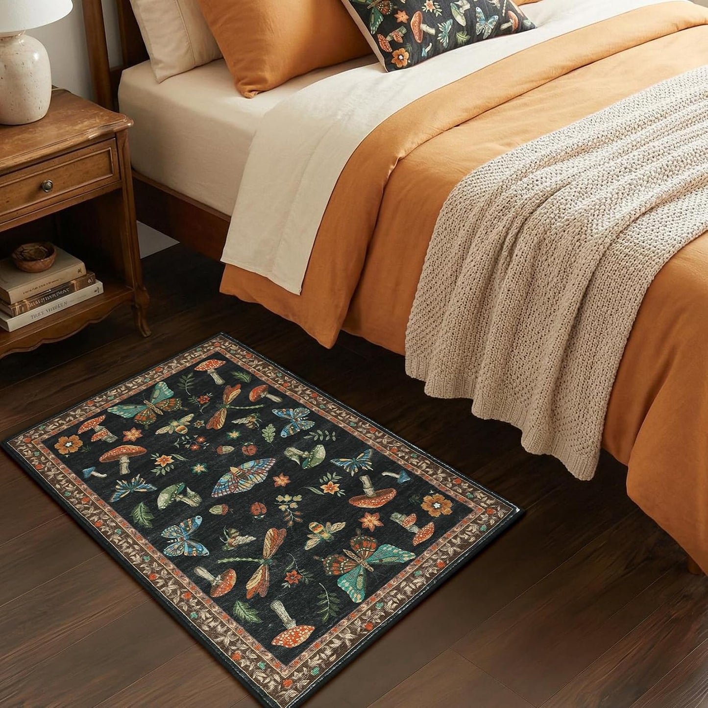 Tapete interior antideslizante diseño hongos 2x3pulg