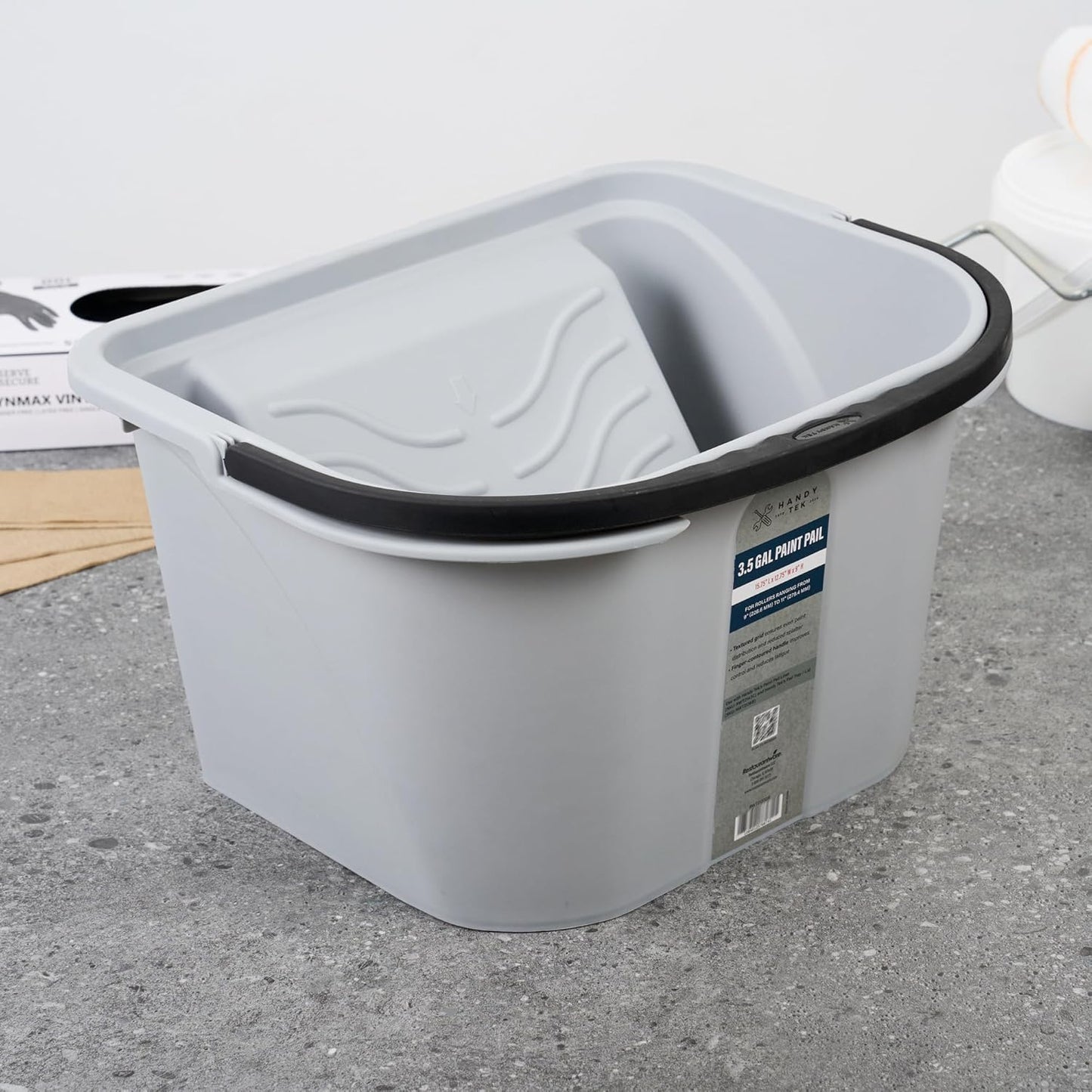 Cubo pintura duradero 448oz plástico gris con mango