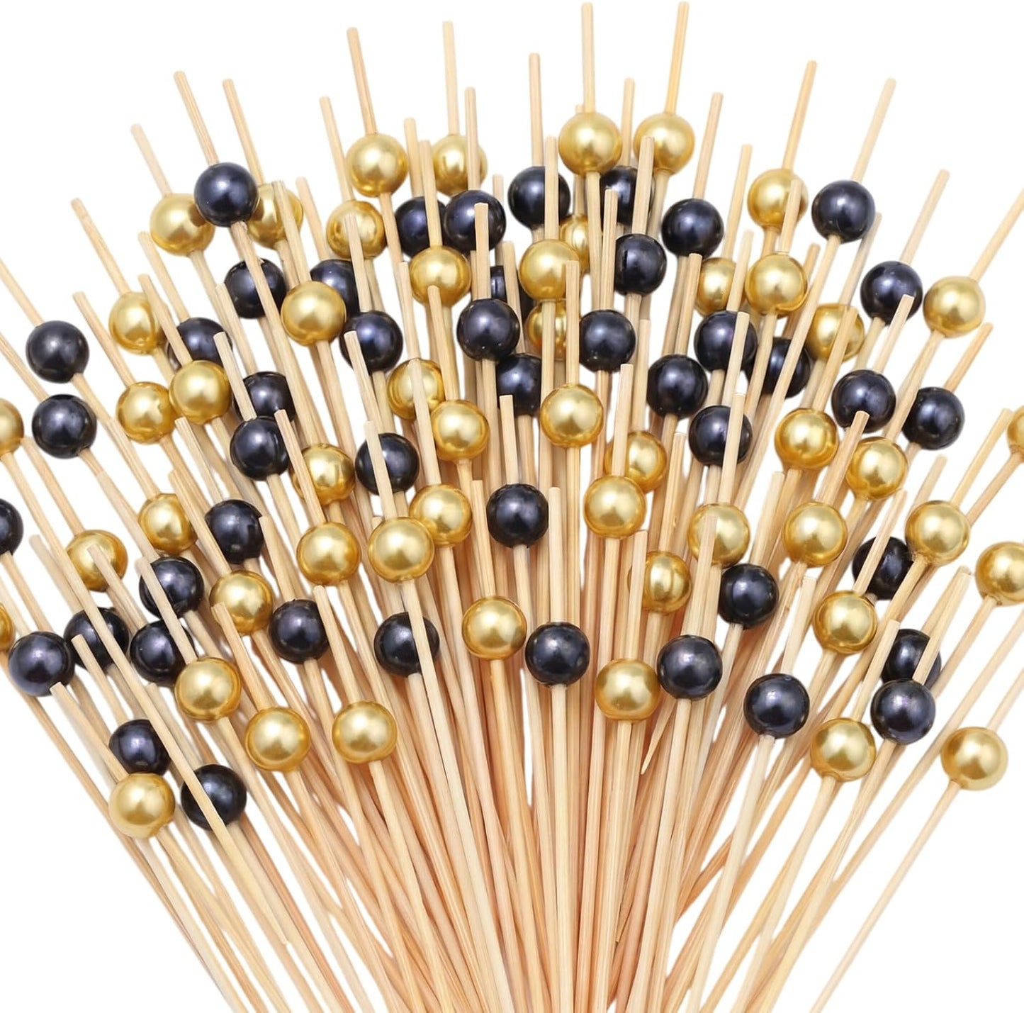 Palillos de cóctel de graduación de 4.7 pulgadas de bambú con perlas
