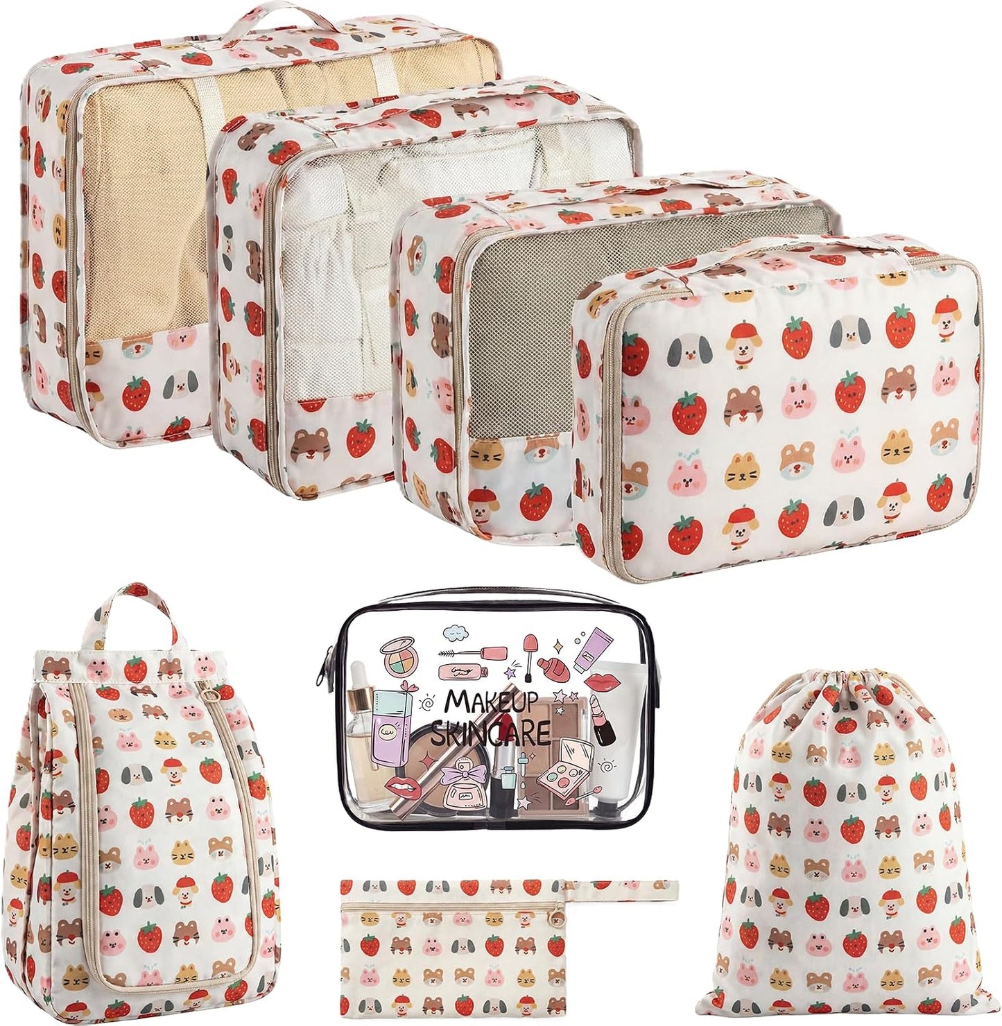 Set 8 cubos TSA aprobados con bolsa aseo transparente