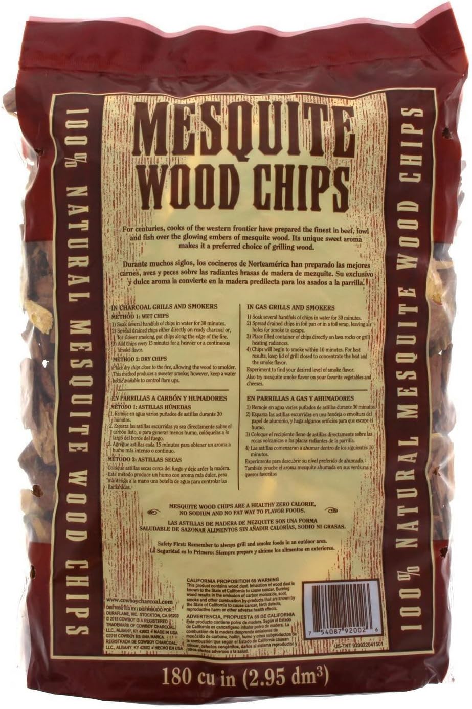 Chips madera mezquite 180pulg cúbicas