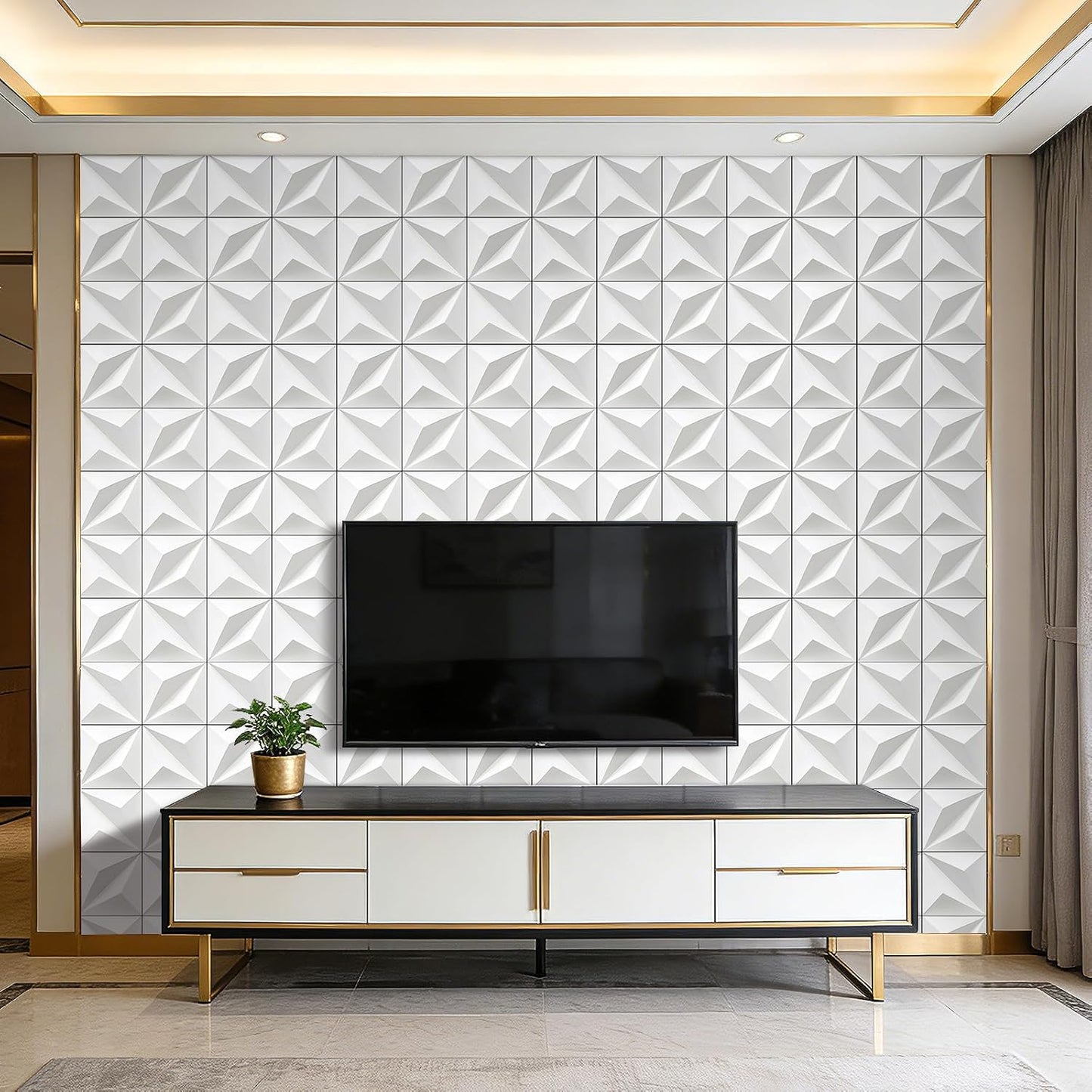 Papel tapiz 3D azulejos blancos autoadhesivos