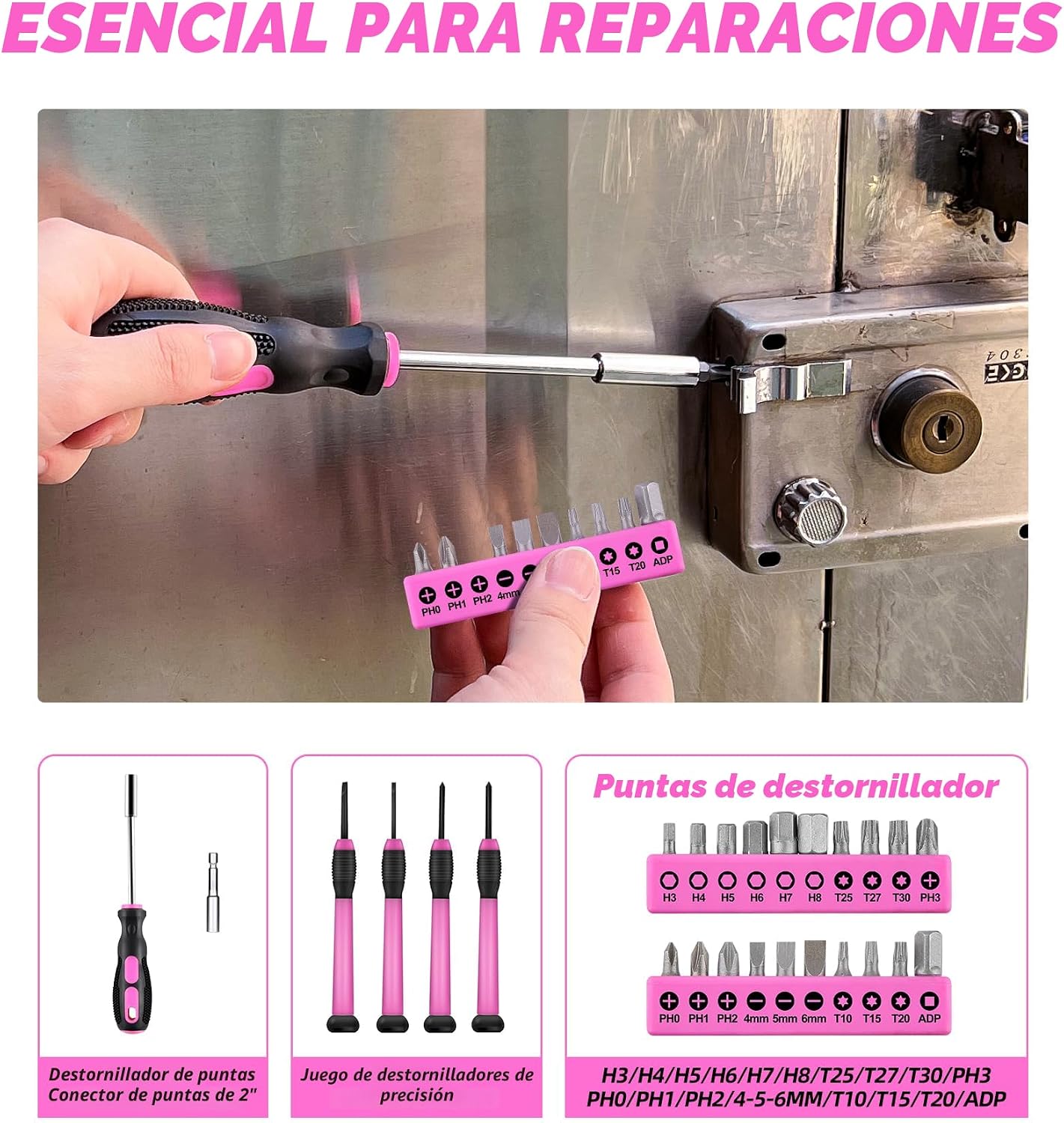 Juego 40 Pzas Herramientas Rosa Caja Plástico