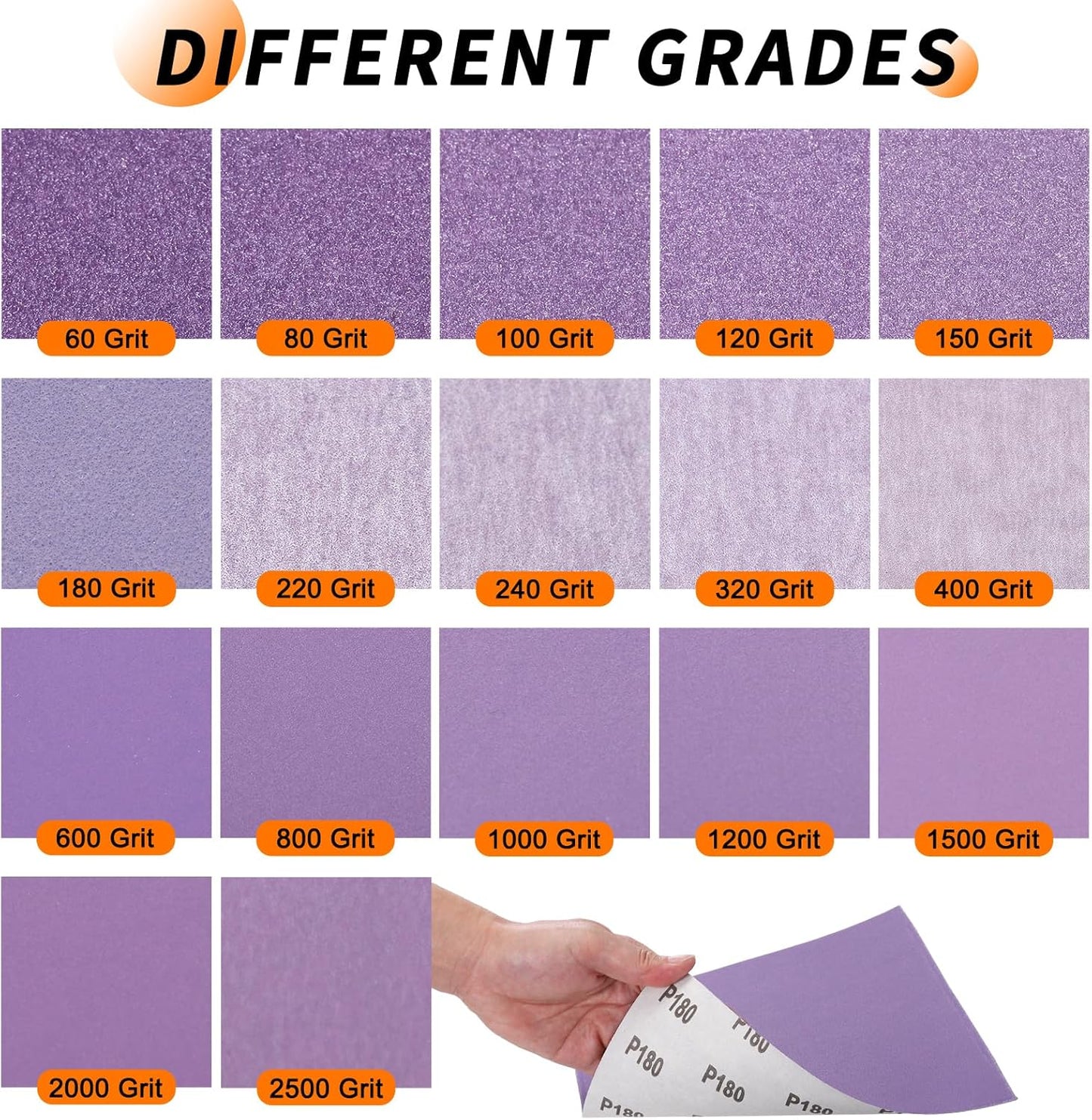 Papel lija grano 220 alúmina 4.5x5.5pulg morado