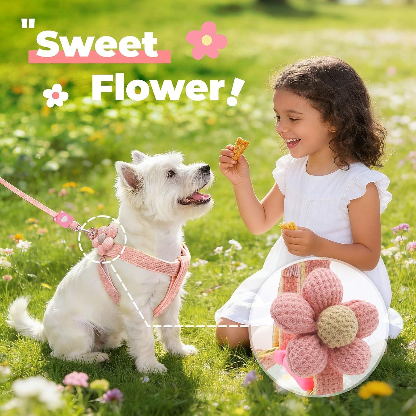 Arnés halter para perros pequeños con moño ajustable rosa