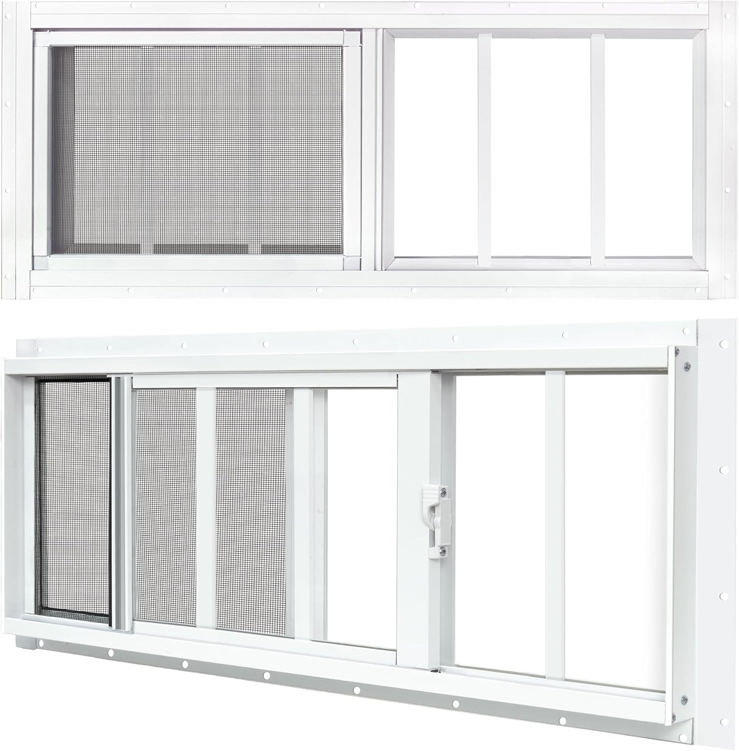2 Ventanas Corredizas Blancas 12x35pulg Vidrio Templado Cobertizo