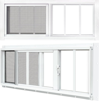 2 Ventanas Corredizas Blancas 12x35pulg Vidrio Templado Cobertizo