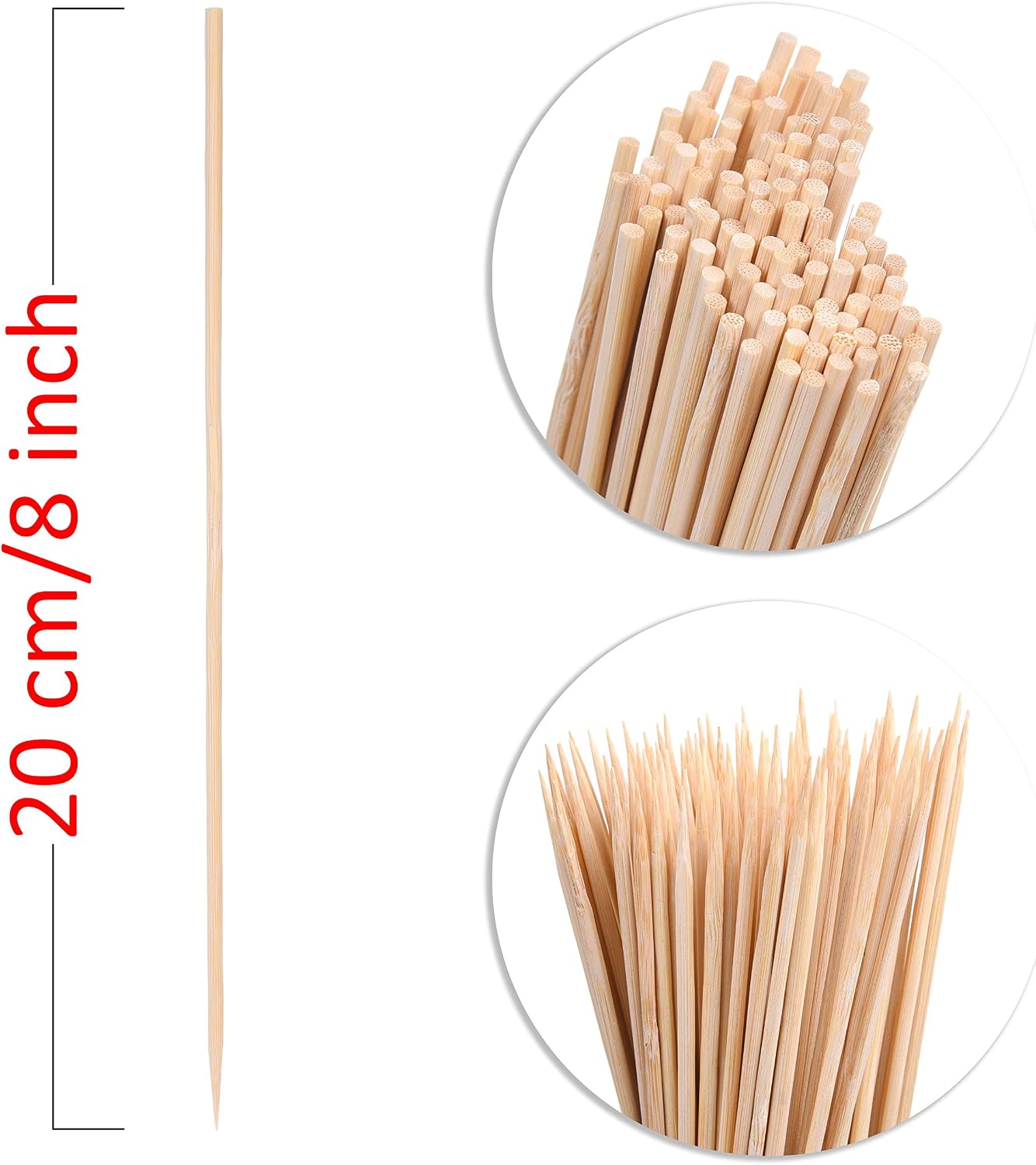Pinchos bambú 8pulg 120pcs biodegradables