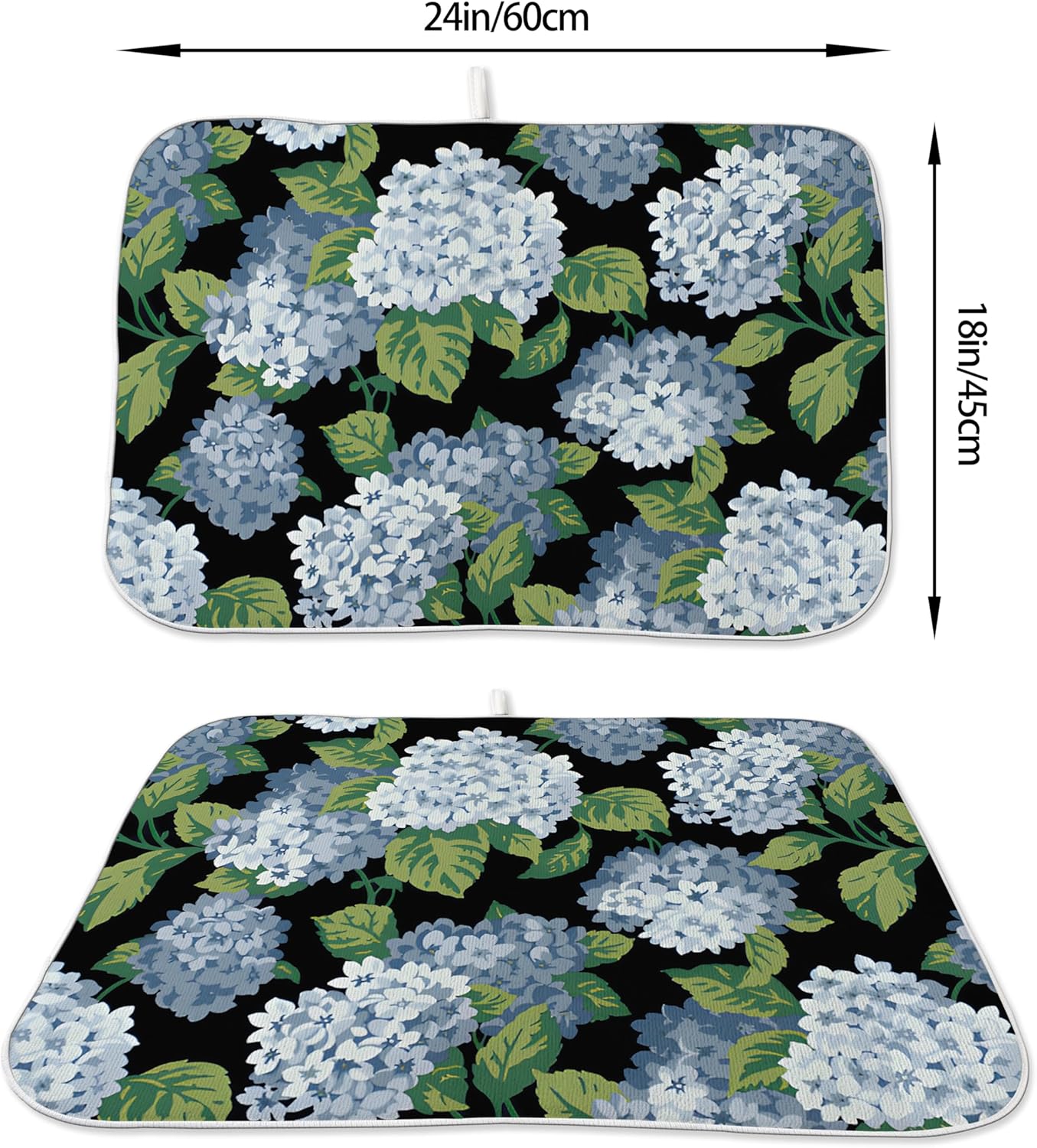Tapete secado platos 18x24pulg floral hortensia