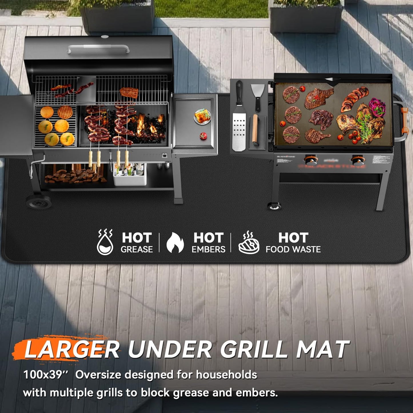 Alfombrilla ignífuga doble cara 100x39pulg para parrilla