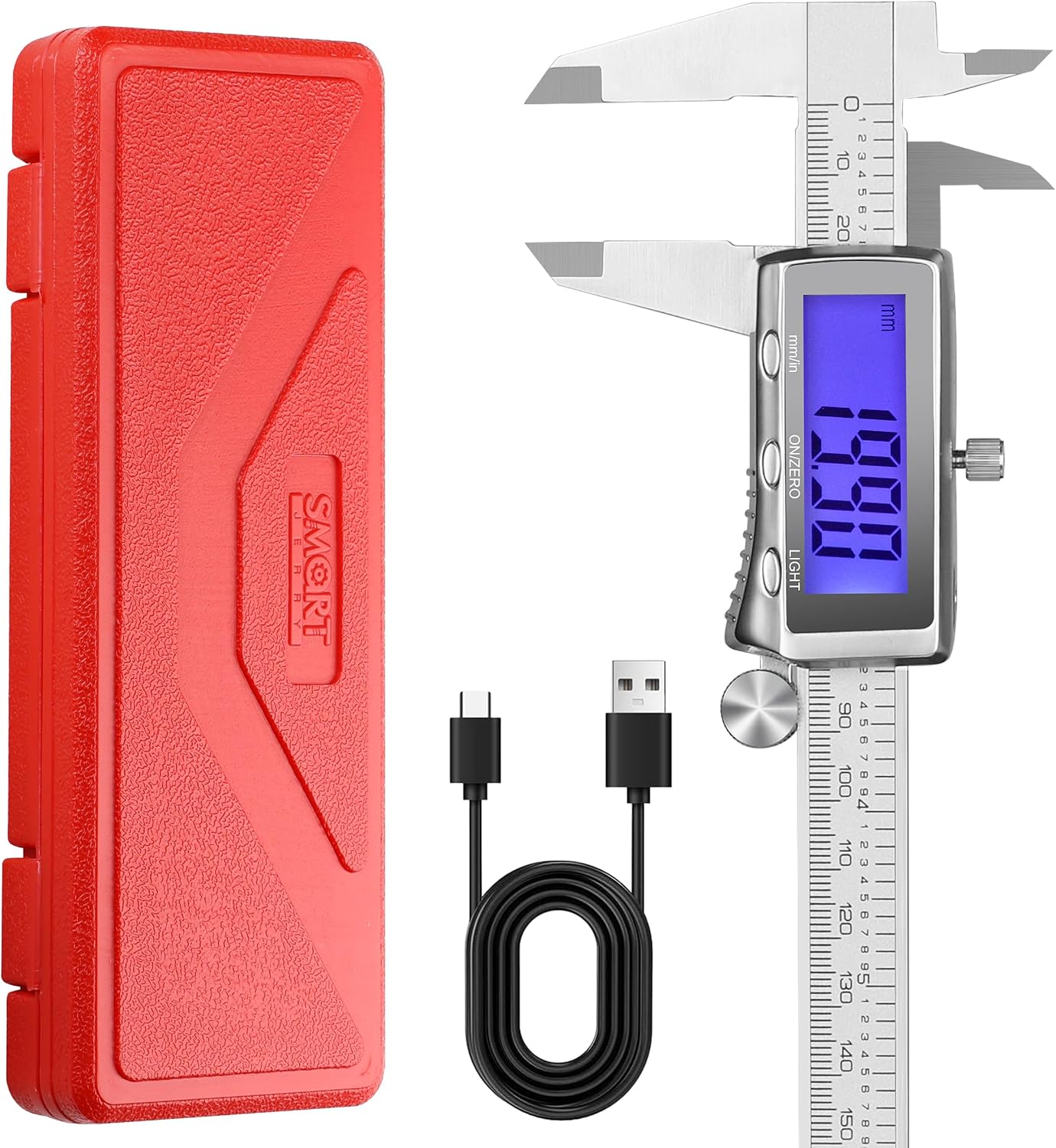 Pinza digital recargable 6pulg calibre Vernier LCD retroiluminacion