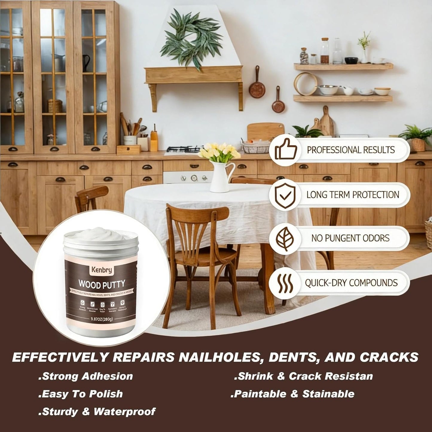 Masilla relleno madera blanca multiusos pintable lijable 9.87oz