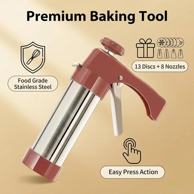 Prensa de galletas de acero inoxidable con 8 puntas y 13 discos para decorar pasteles