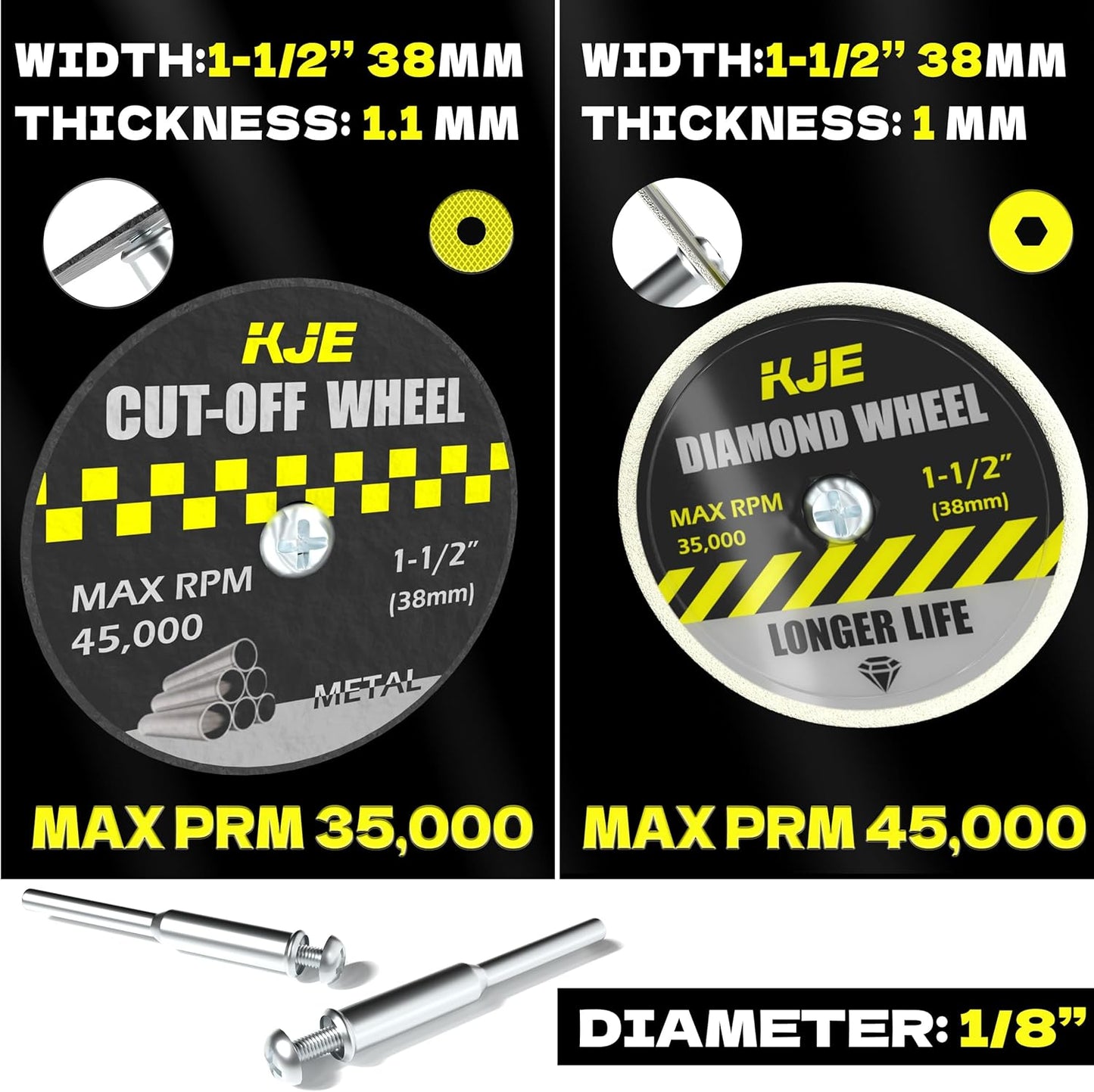 Ruedas corte 1-1/2 con discos fibra vidrio diamante