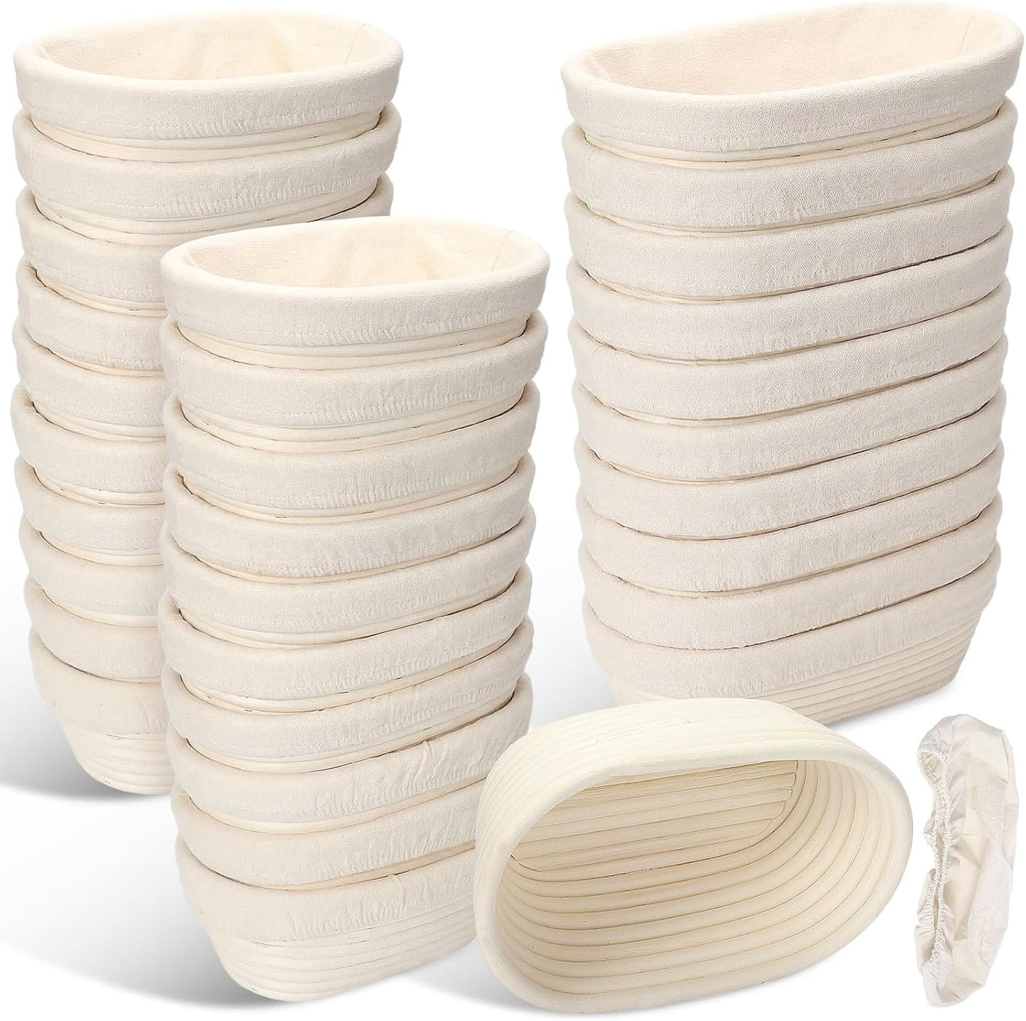 Set 30 Canastas para Levadura Madera Rattán Natural 8.3x9.8 Pulg