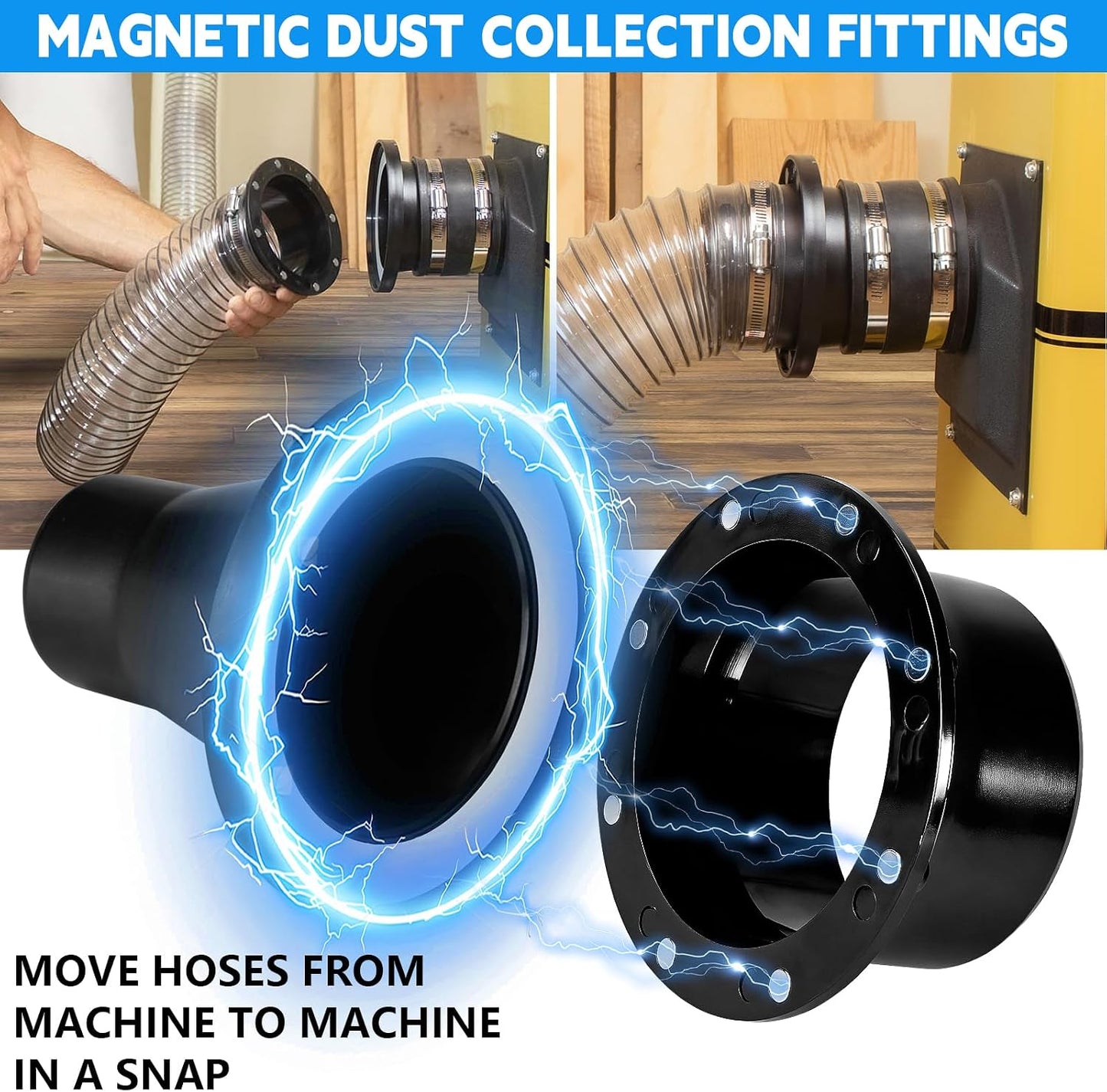 Accesorios magnéticos recolección polvo 4pulg conector Mag