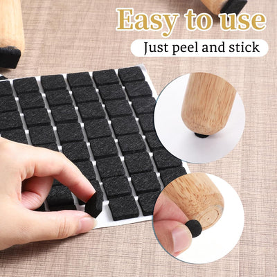 128 Almohadillas Fieltro Cuadradas 3/4pulg para Patas Silla Negras