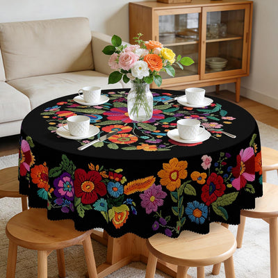 Mantel redondo de 60 pulgadas resistente al agua para comedor y fiestas