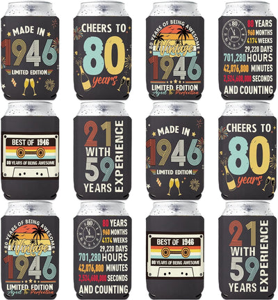 Fundas enfriadoras latas 80 aniversario paquete 12 vintage