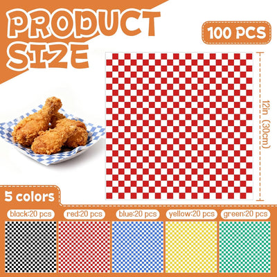 100 Hojas Papel Encerado Deli 12x12 para Sándwiches y Hamburguesas
