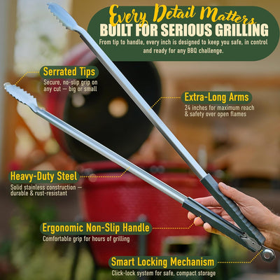 Pinzas barbacoa 24pulg acero inox antideslizante bloqueo