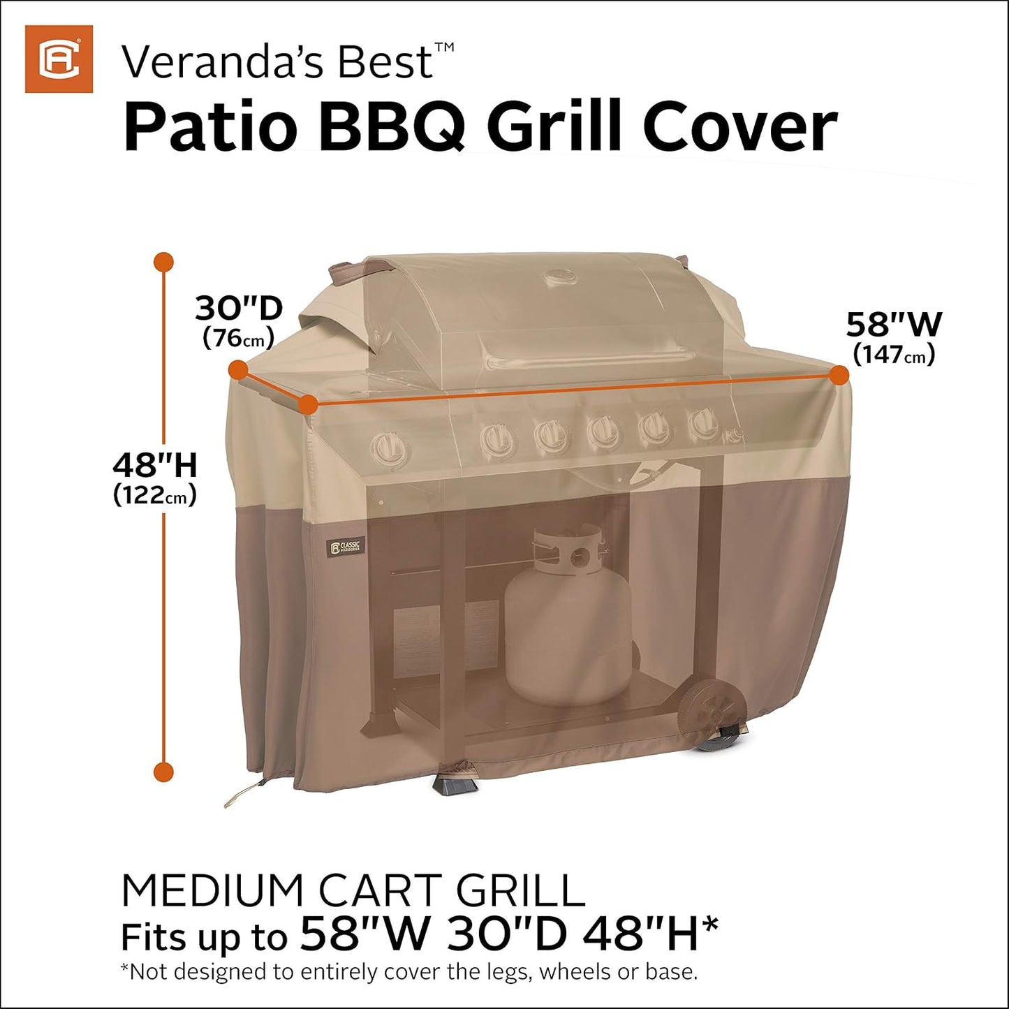 Cubierta impermeable para parrilla 58x30x48pulg