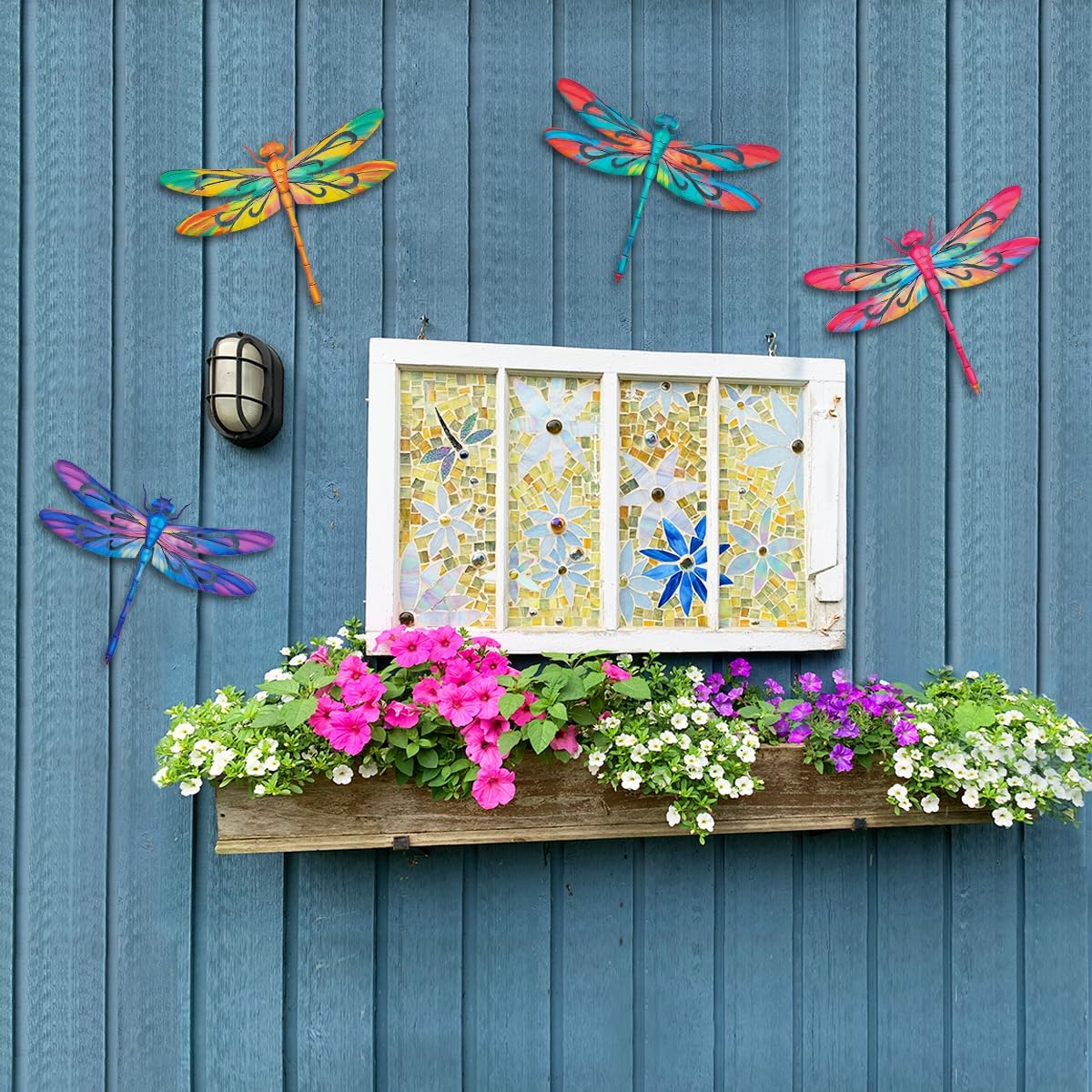 Decoración pared libélula metálica para jardín y sala