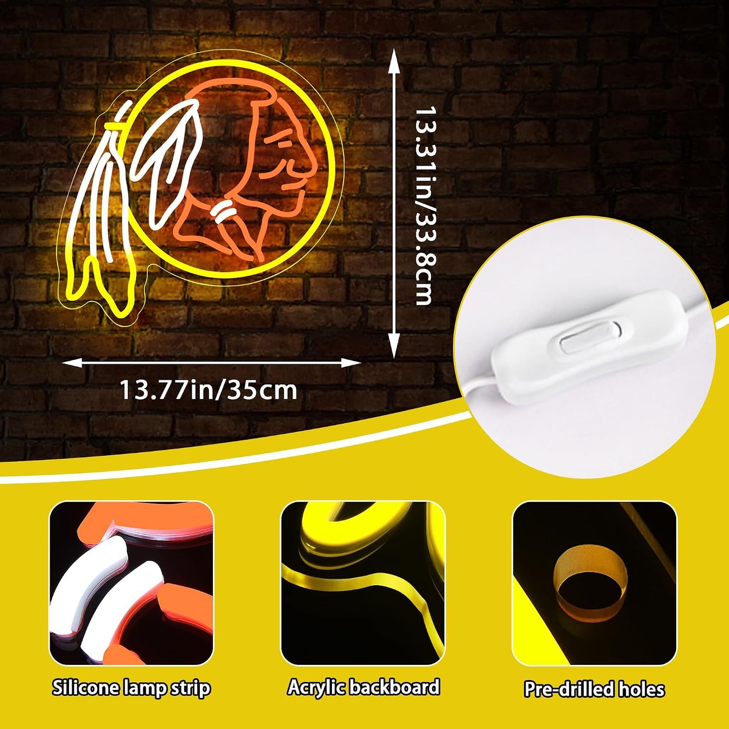 Letrero neón fútbol luz LED para pared club fiesta