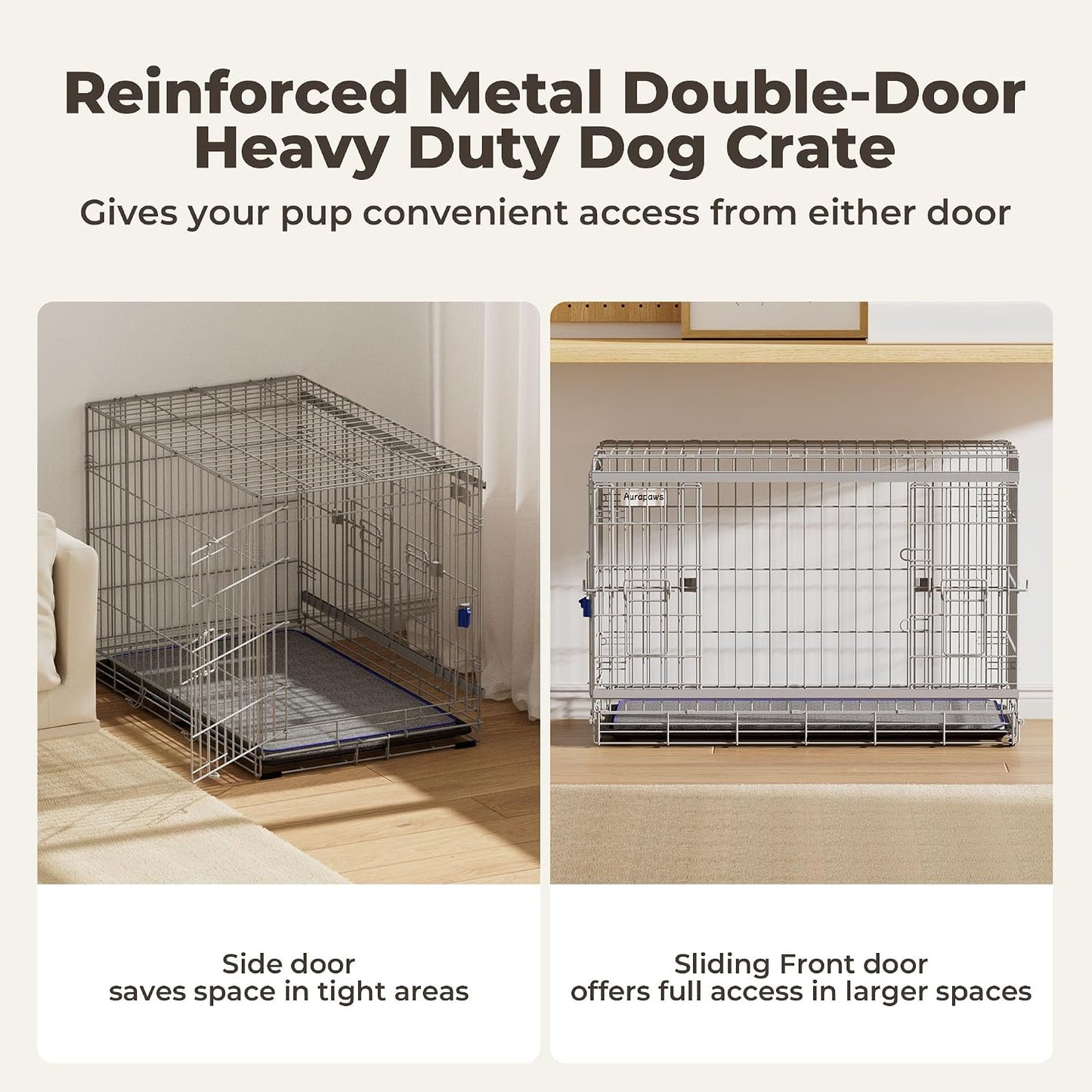Jaula perros medianos puerta corredera 36pulg metal doble plegable