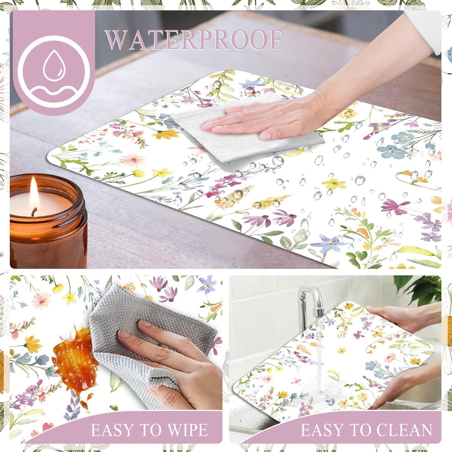 Mantel individual de plástico floral primavera 11 x 16 pulgadas