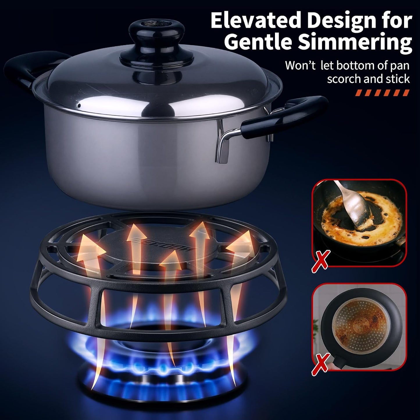 Difusor calor estufa gas hierro fundido 9.4pulg paquete 2