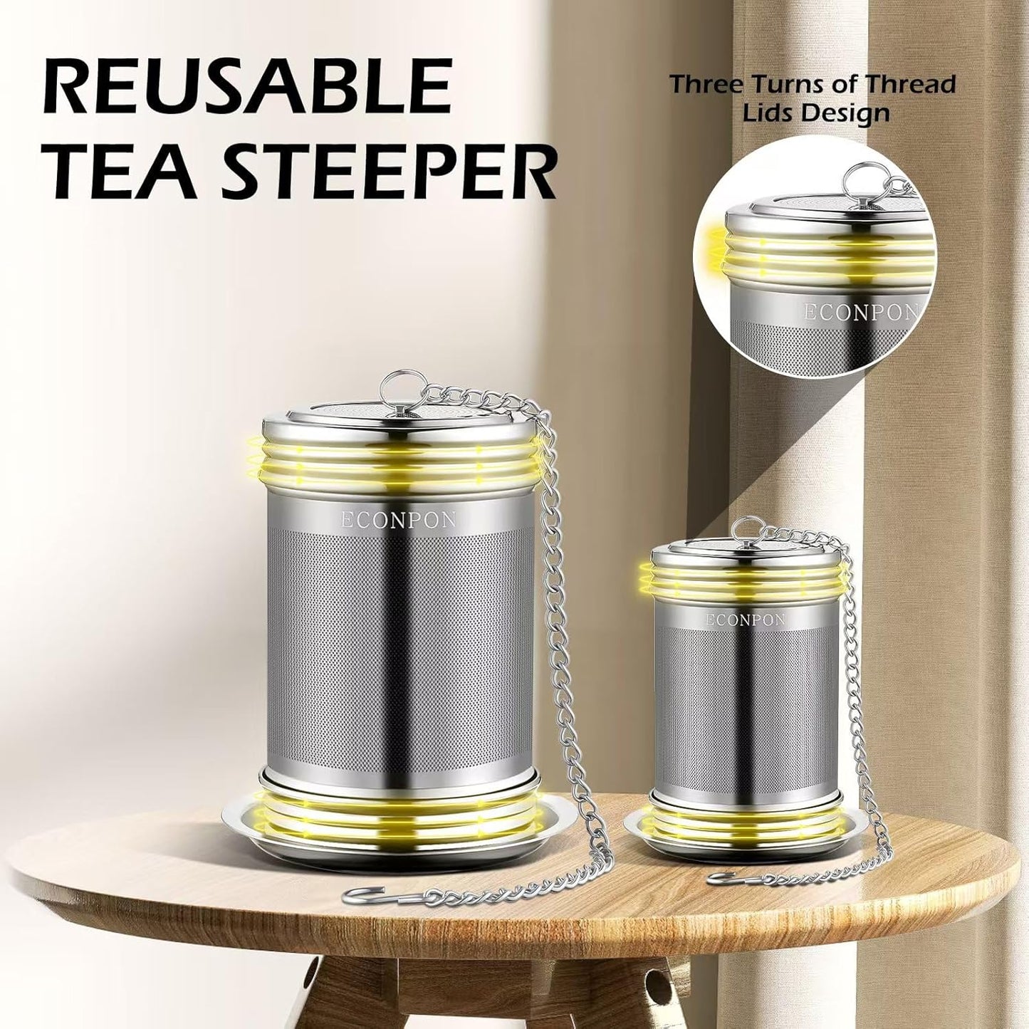 Paquete de 2 infusores de té de acero inoxidable malla extrafina