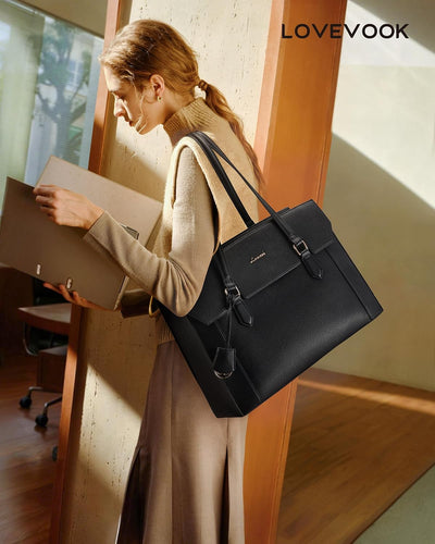 Bolsa mano computadora mujer piel sintética 15.6pulg