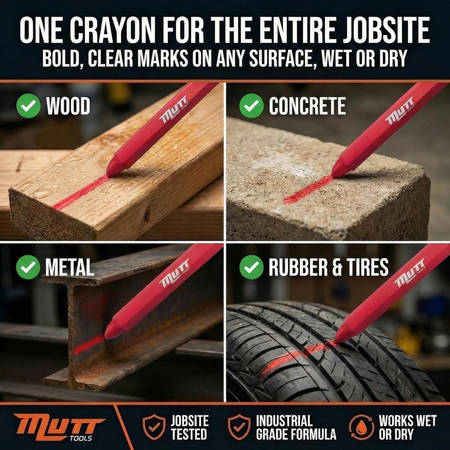 Set 12 Lápices Rojos Madera Carpintería Construcción