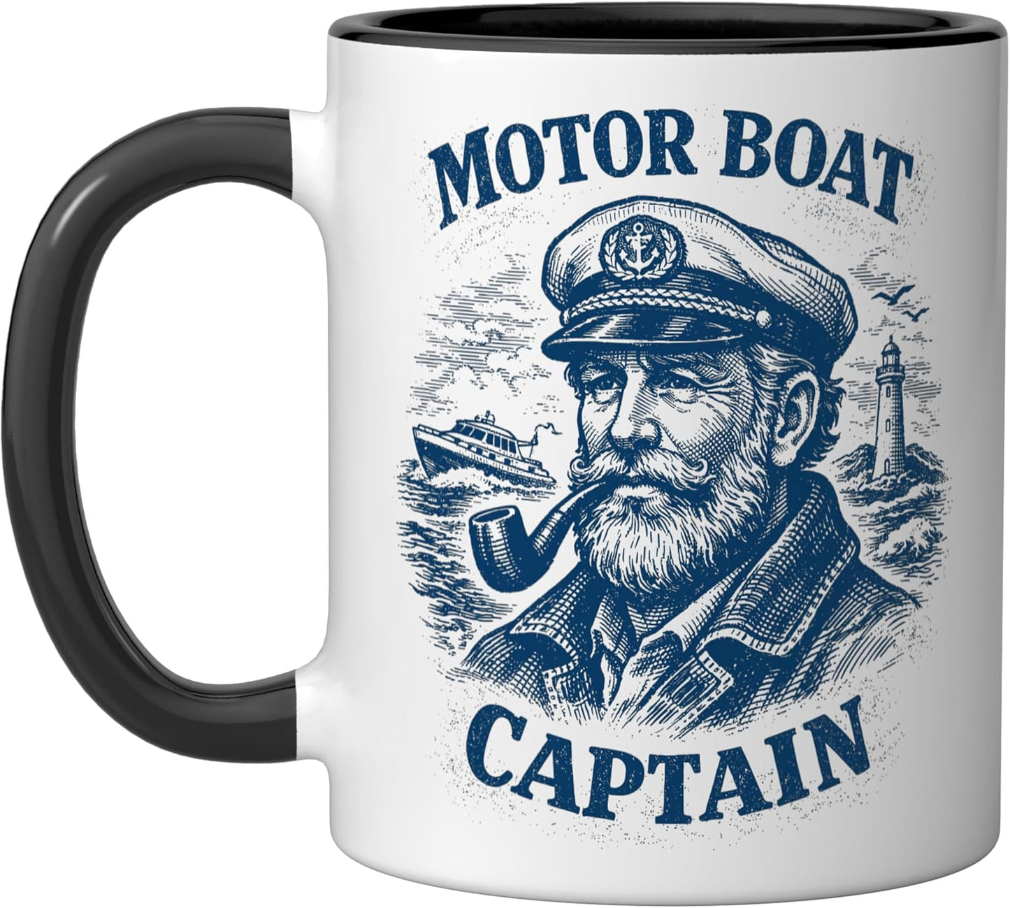 Taza Cerámica Capitán Barco Negro/Blanco