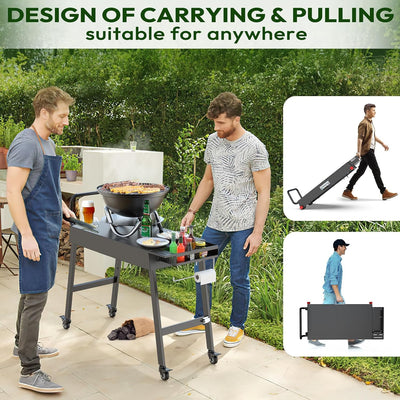 Carrito mesa plegable 31x17pulg ruedas bloqueo 300lb cocina