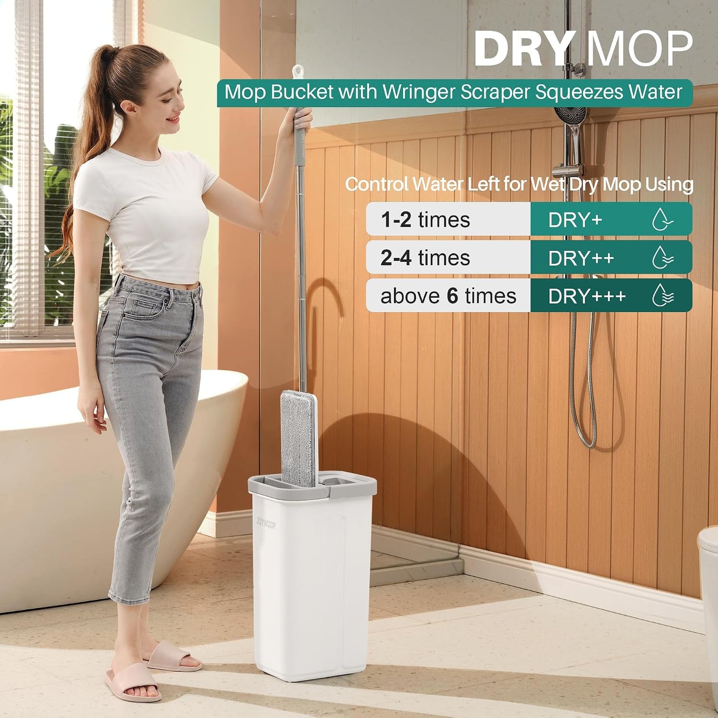 Trapeador plano cubo microfibra 50pulg suelos paredes