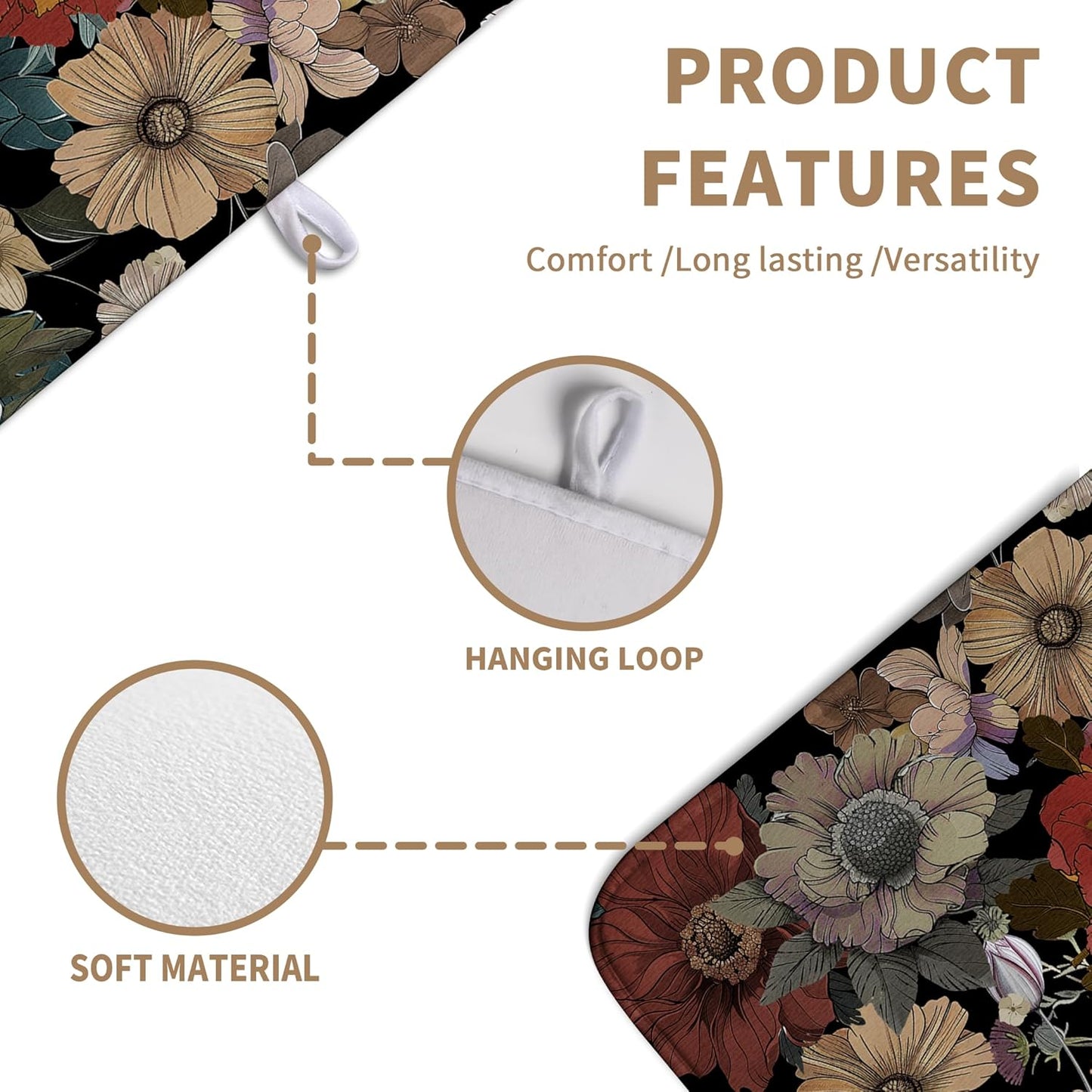 Tapete de secado de platos floral bohemio microfibra absorbente