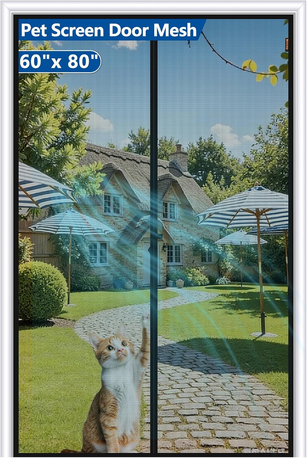Malla magnética puerta mascotas 60x80pulg resistente gatos