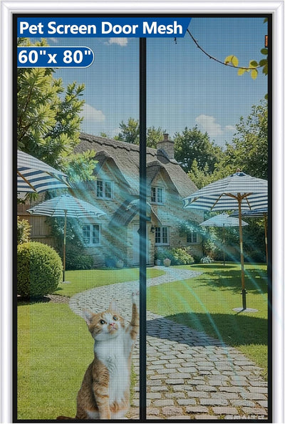Malla magnética puerta mascotas 60x80pulg resistente gatos