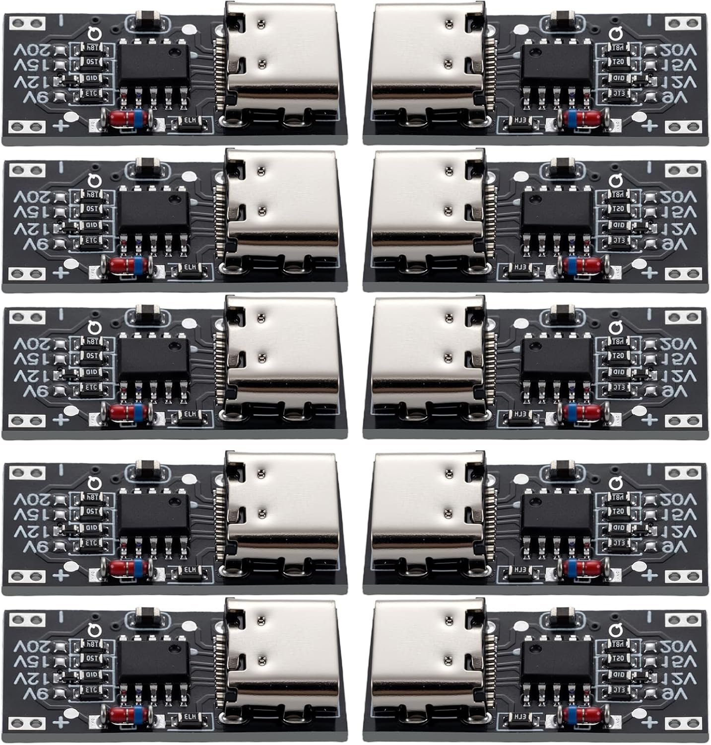 Pack 10 módulos USB-C PD 9-20V carga rápida comp