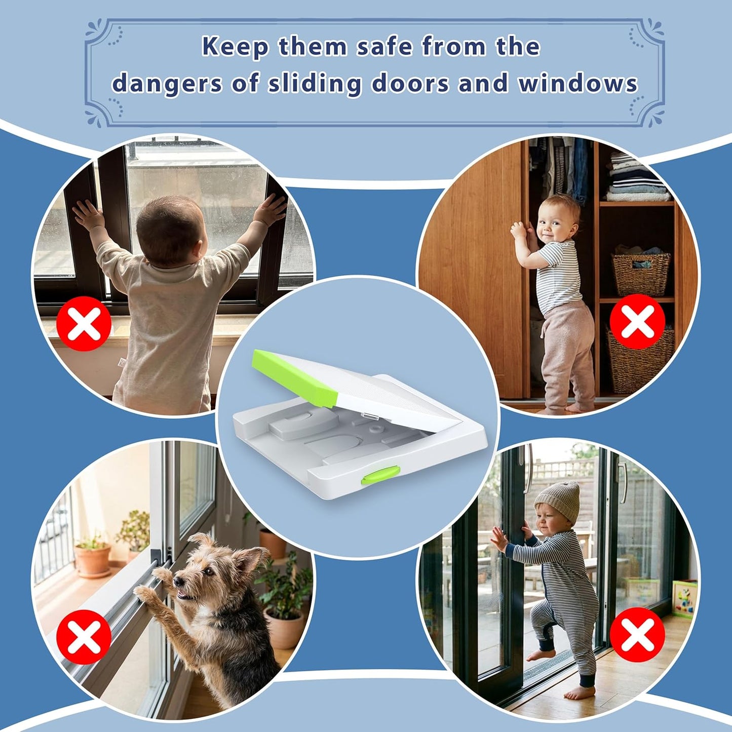 Pack 2 Cerraduras Puertas Correderas Ventana Seguridad Infantil
