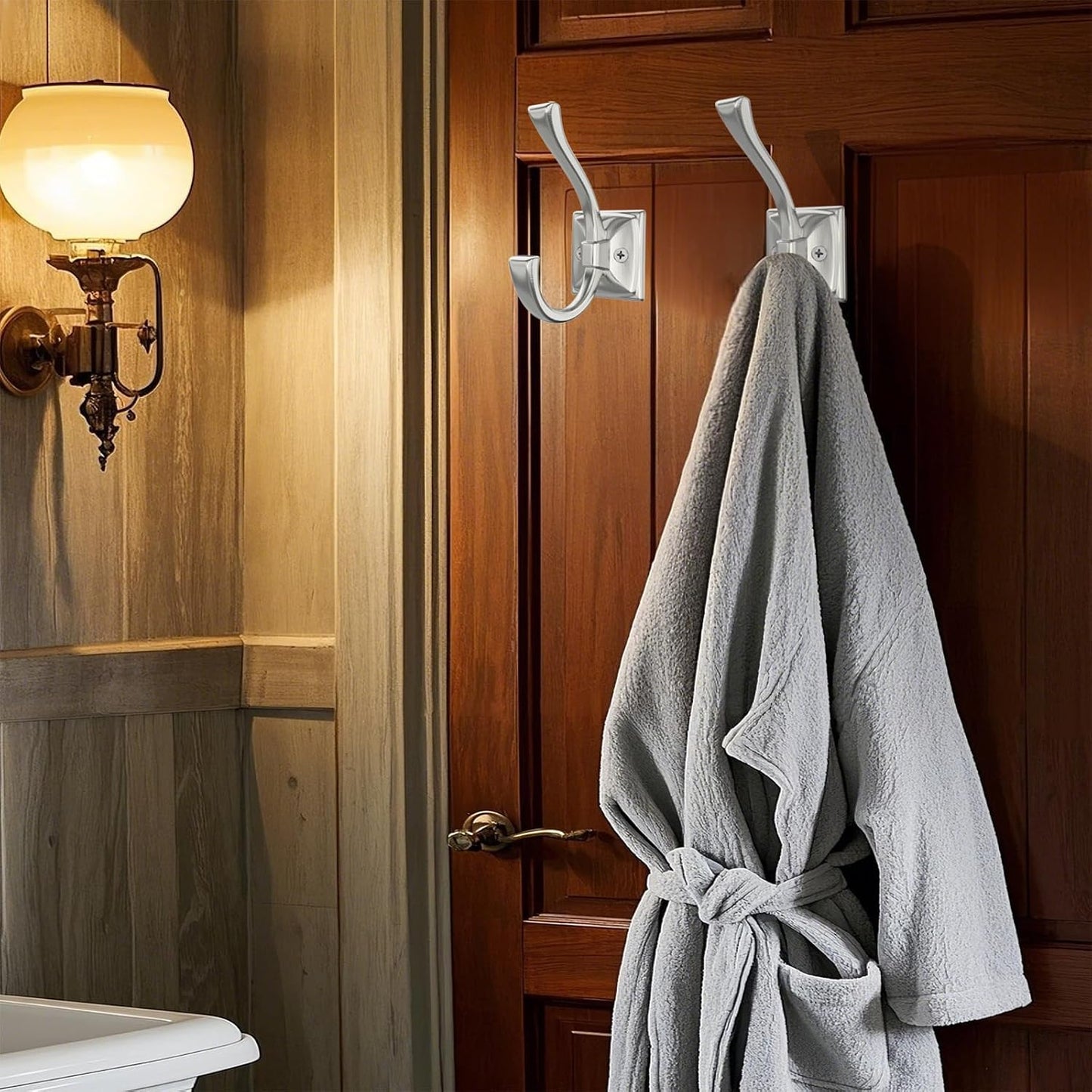 8 Ganchos Níquel Cepillado para Toalla Puerta Baño