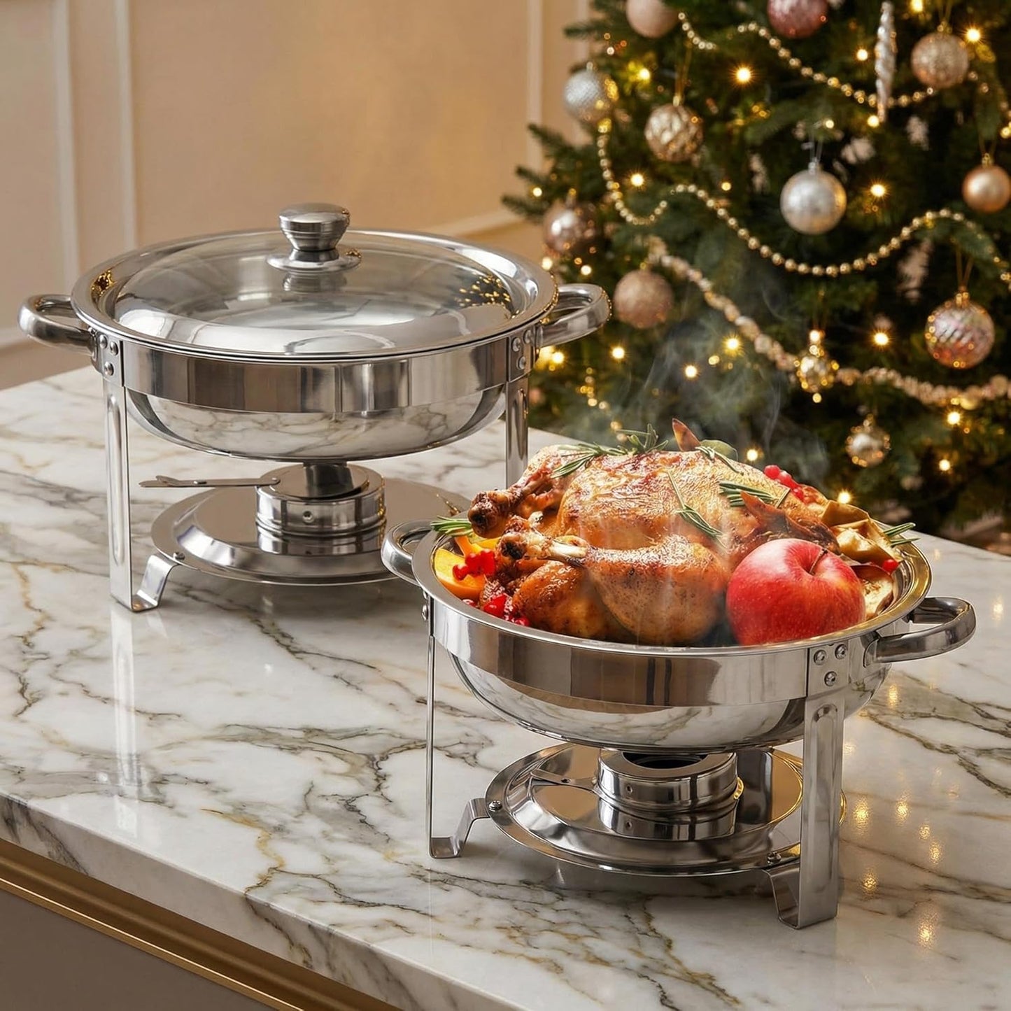 Set 2 Chafer Acero Inox 5qt para Catering Eventos