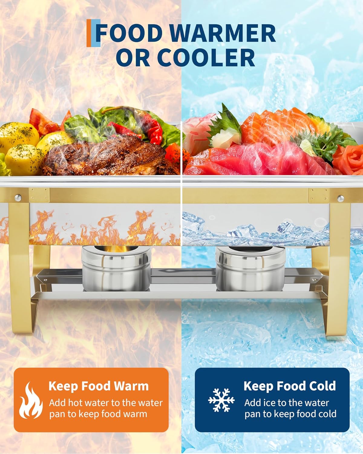 Set 4 Chafer Acero Inox Rectangular para Buffet