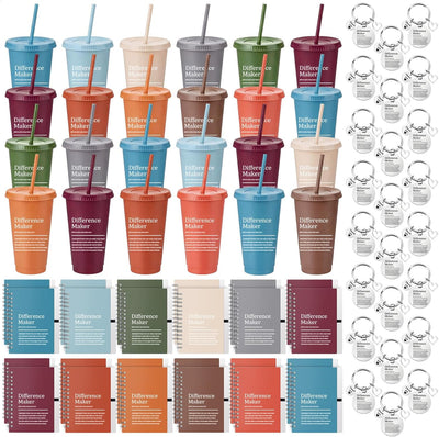 72 Pzas Regalo Empresas Vasos 24oz Cuaderno Espiral Llavero