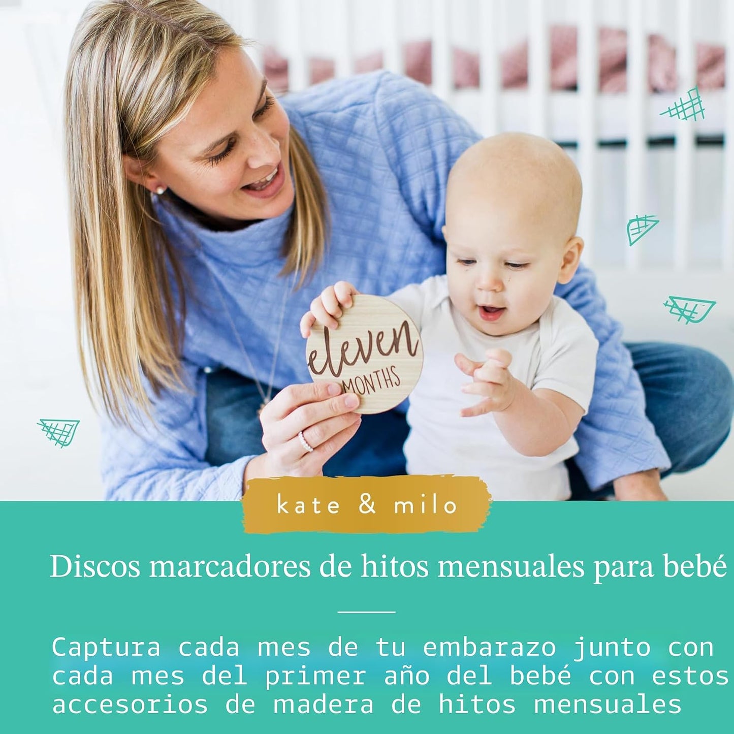 Discos madera hitos bebé 1-12 meses regalo neutro