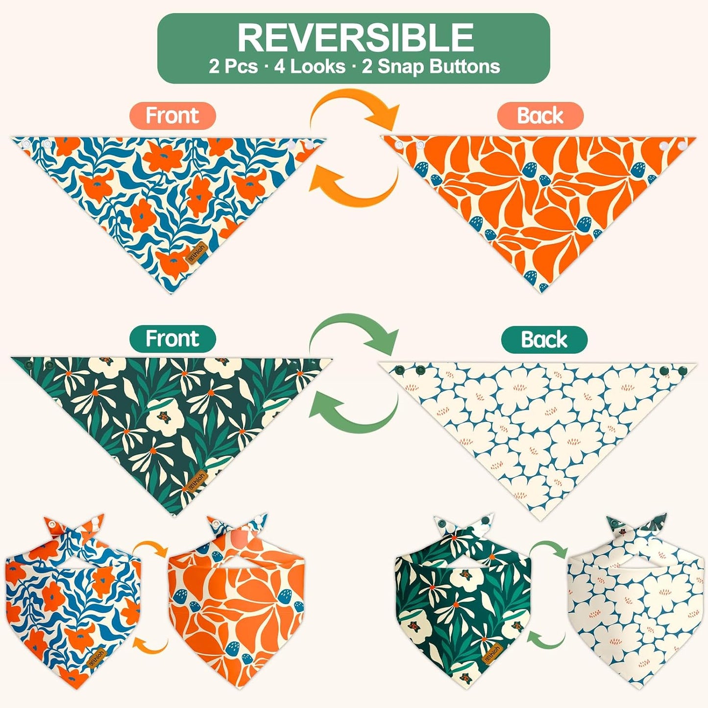 Bandanas florales ajustables perros 2 pzas