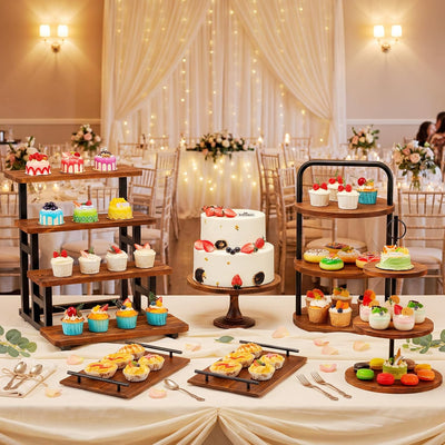 Set 6 Soportes Exhibición Cupcakes Torre Madera Escalonada Boda