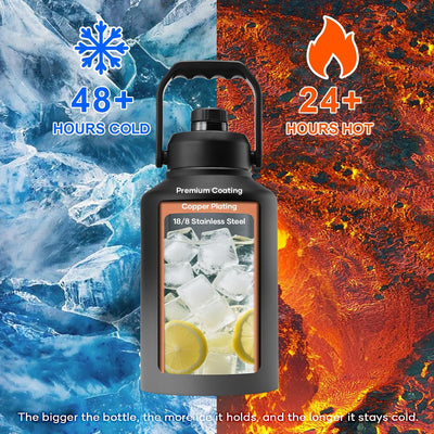 Buzio Botella de agua aislada con cubo de hielo doble pared acero inoxidable